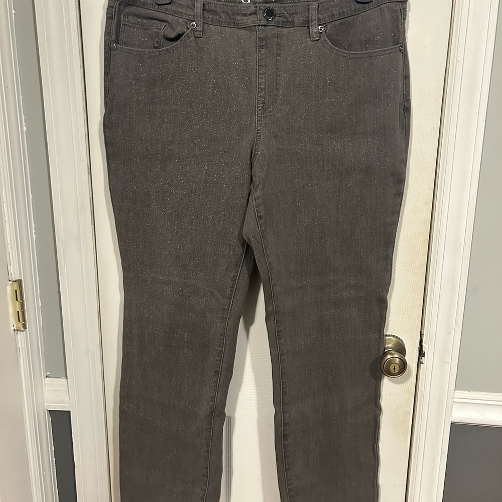 Gray Glitter Flare Jeans